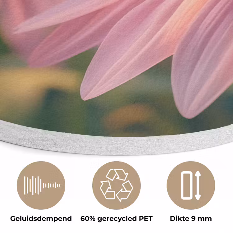 Bloemen - Paars - Bijen Akoestische PET Vilt - Rond klein -closeup_NL