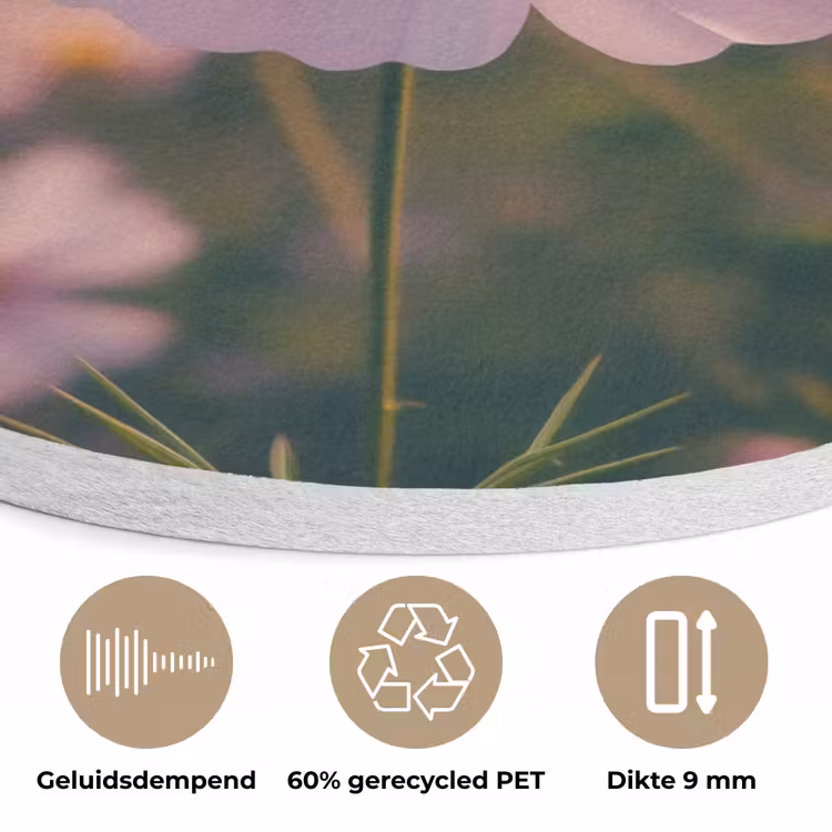 Bloemen - Paars - Wazig Akoestische PET Vilt - Rond klein -closeup_NL