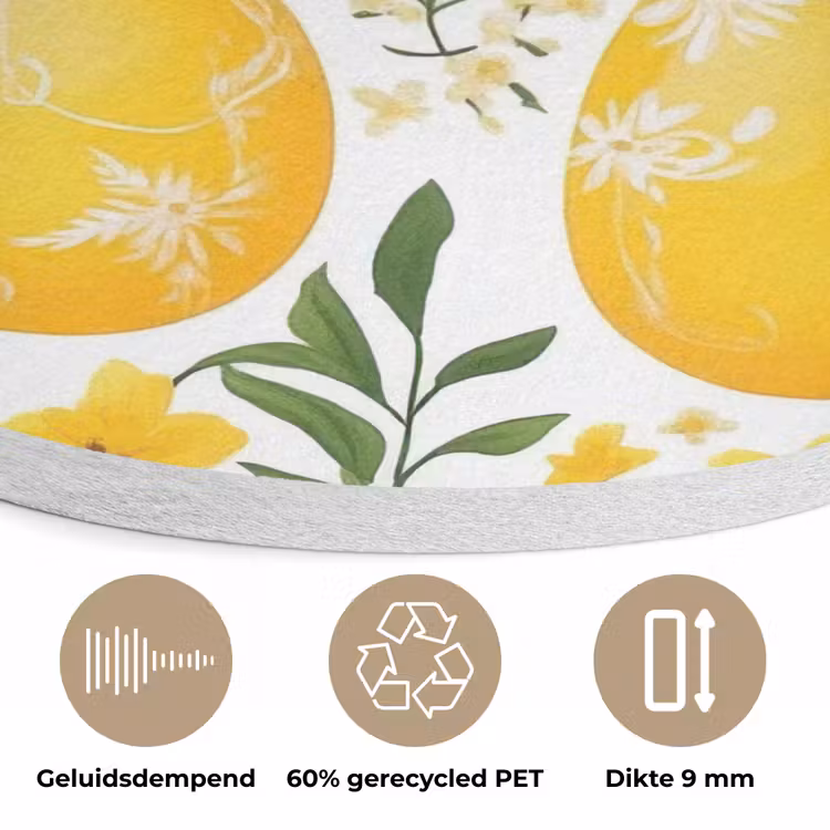 Bloemen - Paaseieren - Geel Akoestische PET Vilt - Rond klein -closeup_NL