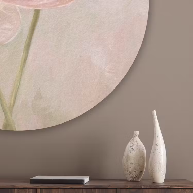 Bloemen - Pastel - Abstract - Natuur - Groen Akoestische PET Vilt - Rond klein -sfeer5_closeup