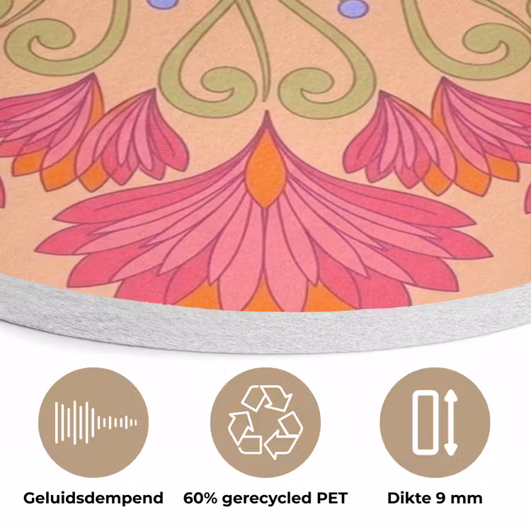 Bloemen - Patroon - Abstract - Roze - Decoratief Akoestische PET Vilt - Rond klein -closeup_NL