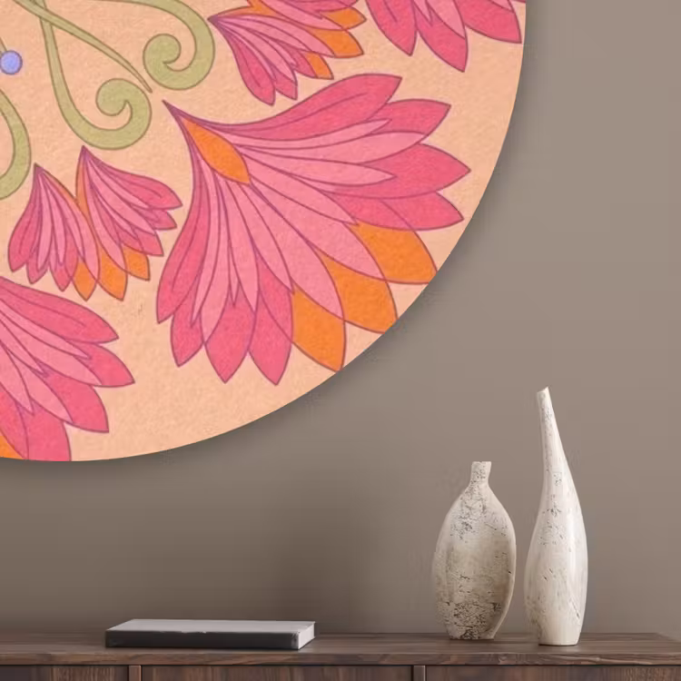 Bloemen - Patroon - Abstract - Roze - Decoratief Akoestische PET Vilt - Rond klein -sfeer5_closeup
