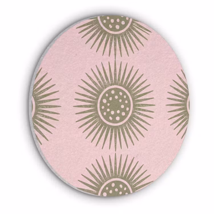 Bloemen - Patroon - Abstract - Roze - Groen Akoestische PET Vilt - Rond klein -3d