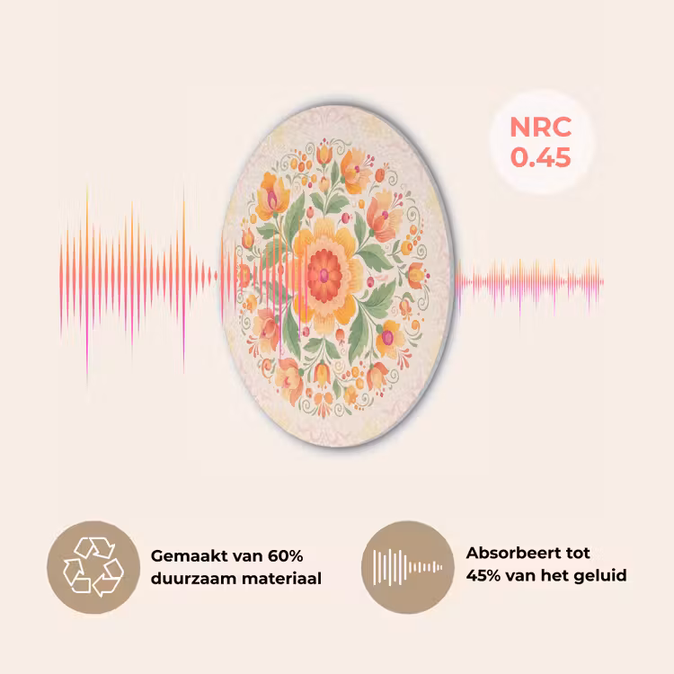 Bloemen - Patroon - Decoratief - Oranje Akoestische PET Vilt - Rond klein -USP_NL