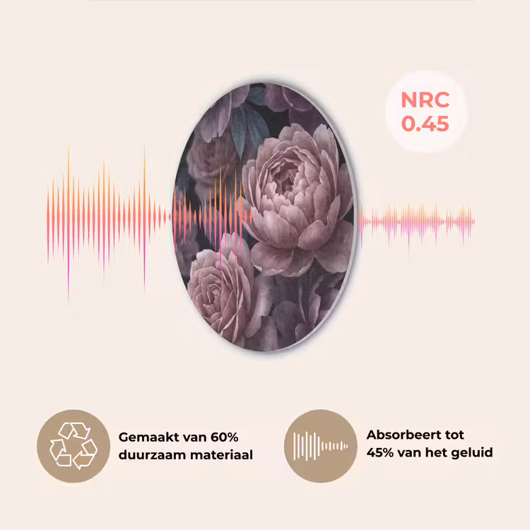 Bloemen - Patroon - Donker - Botanisch - Paars Akoestische PET Vilt - Rond klein -USP_NL