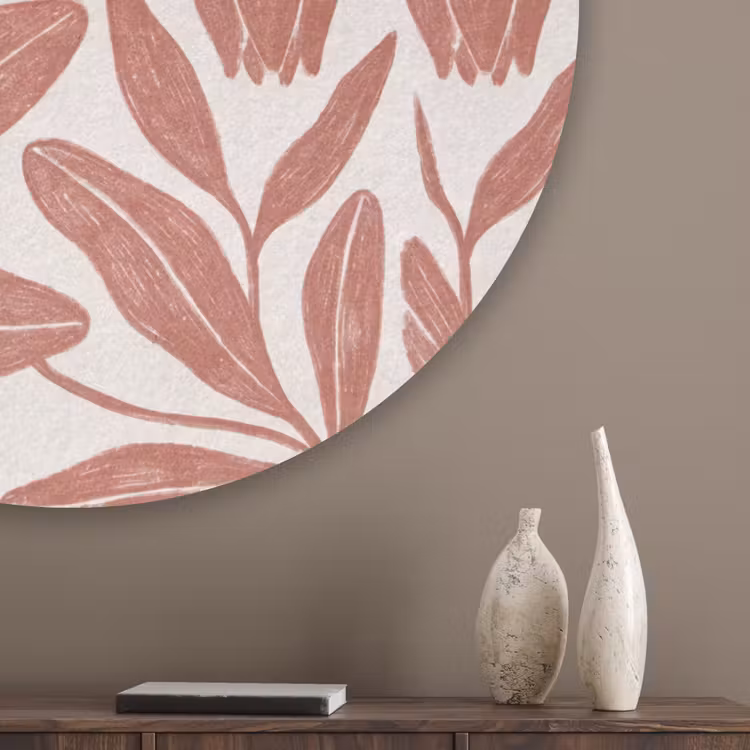 Bloemen - Patroon - Modern - Natuur - Bruin Akoestische PET Vilt - Rond klein -sfeer5_closeup