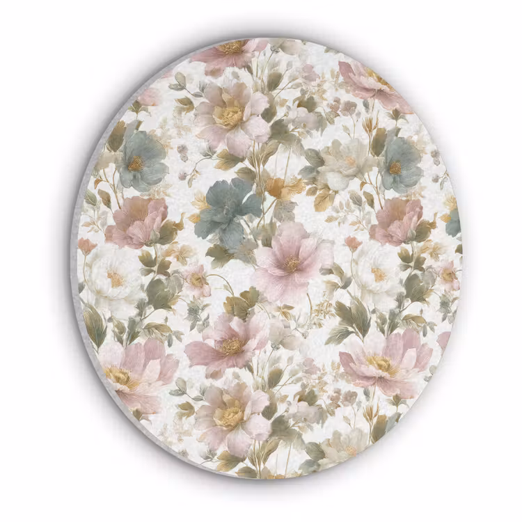 Bloemen - Patroon - Pastel Akoestische PET Vilt - Rond klein 838 -3d
