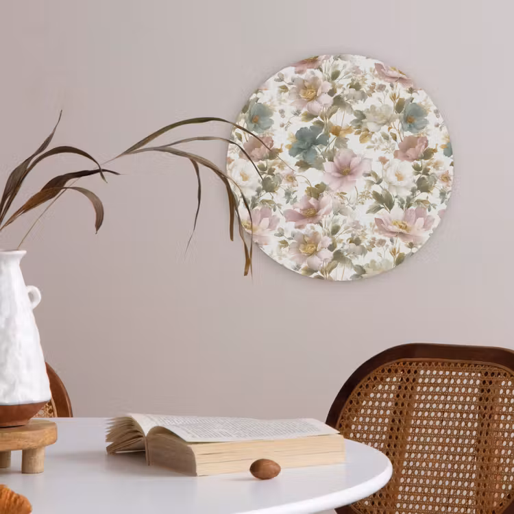 Bloemen - Patroon - Pastel Akoestische PET Vilt - Rond klein 838 -sfeer3