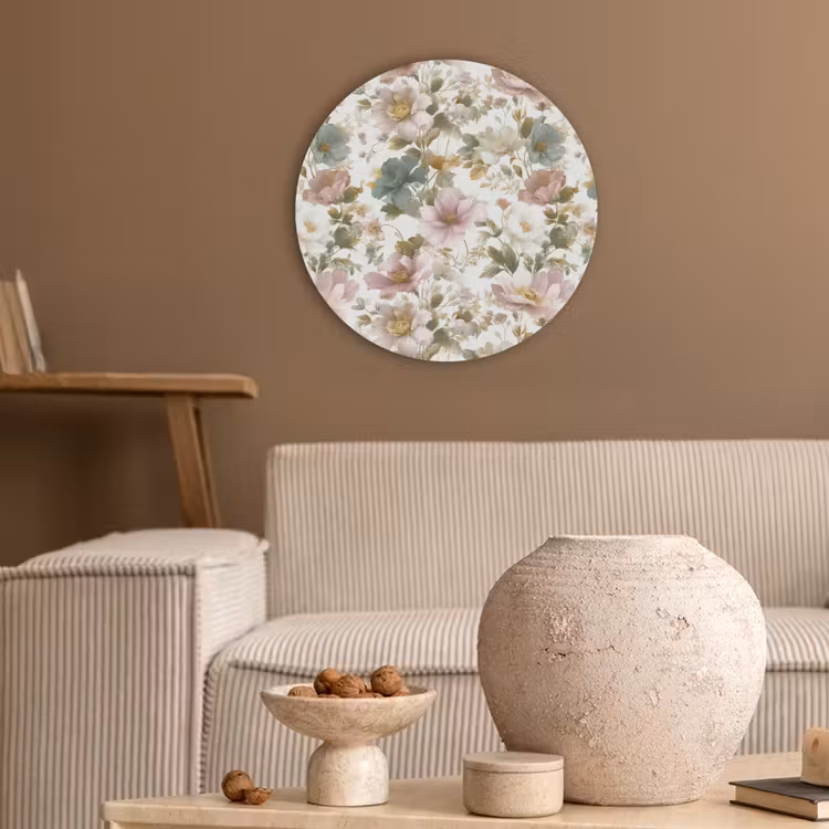 Bloemen - Patroon - Pastel Akoestische PET Vilt - Rond klein 838 -sfeer1
