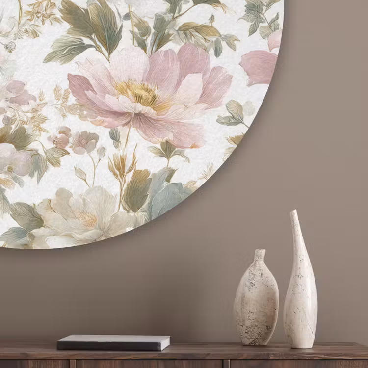 Bloemen - Patroon - Pastel Akoestische PET Vilt - Rond klein 838 -sfeer5_closeup