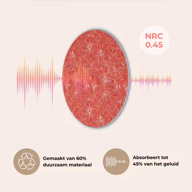 Bloemen - Patroon - Rood Akoestische PET Vilt - Rond klein 838 -USP_NL