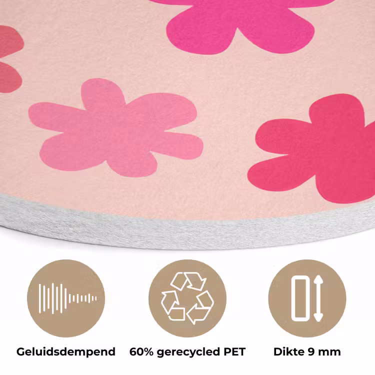 Bloemen - Patroon - Roze Akoestische PET Vilt - Rond klein -closeup_NL