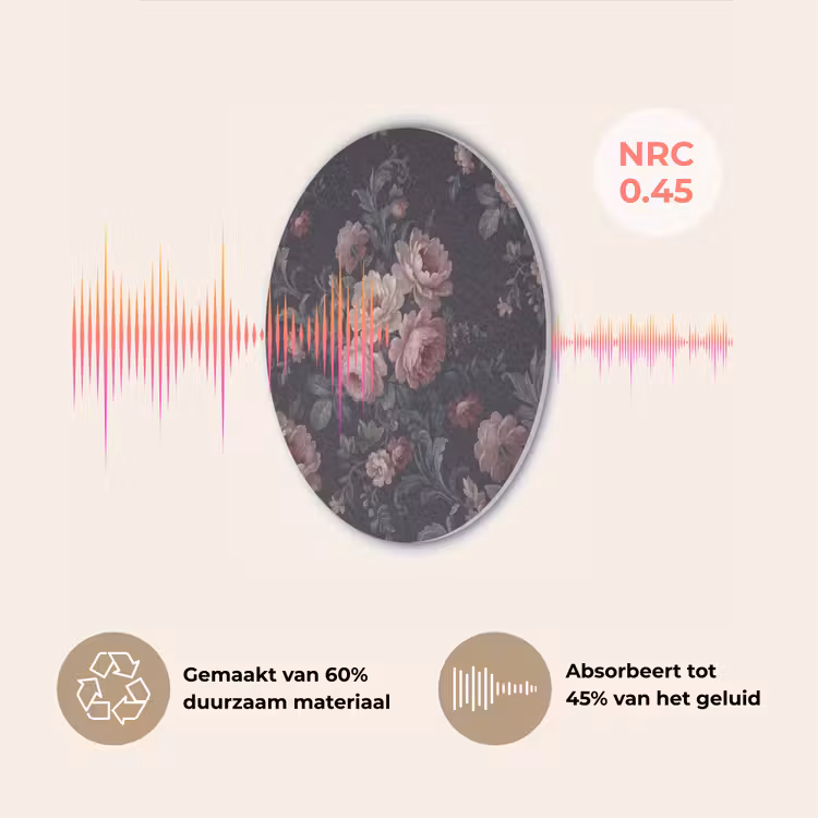 Bloemen - Patroon - Sierlijk - Roze - Donker Akoestische PET Vilt - Rond klein -USP_NL
