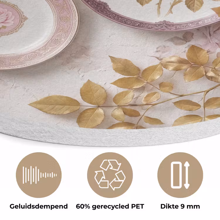 Bloemen - Patroon - Vintage - Roze - Decoratie Akoestische PET Vilt - Rond klein -closeup_NL