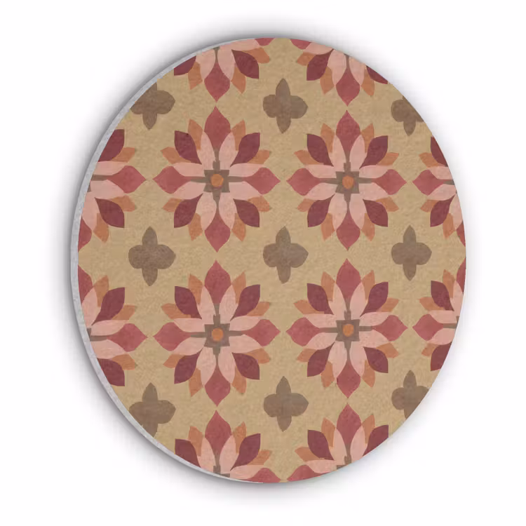 Bloemen - Retro - Groen Akoestische PET Vilt - Rond klein 838 -3d