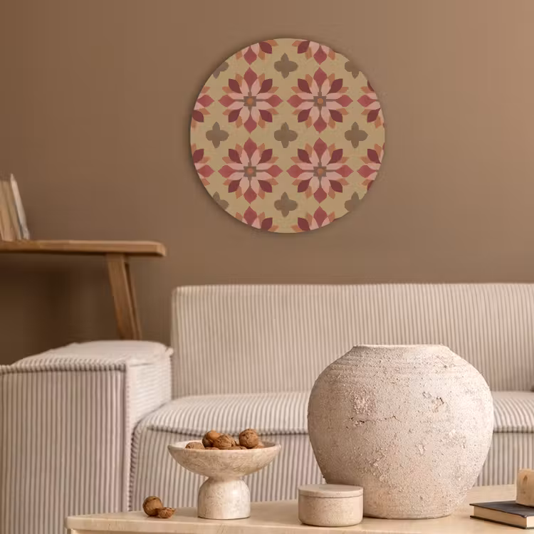 Bloemen - Retro - Groen Akoestische PET Vilt - Rond klein 838 -sfeer1