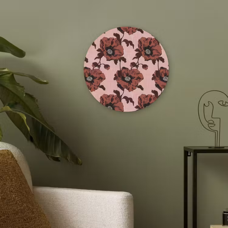 Bloemen - Retro - Rood Akoestische PET Vilt - Rond klein 838 -sfeer2