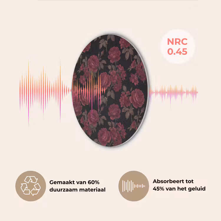 Bloemen - Roos - Patroon - Klassiek - Rood Akoestische PET Vilt - Rond klein -USP_NL