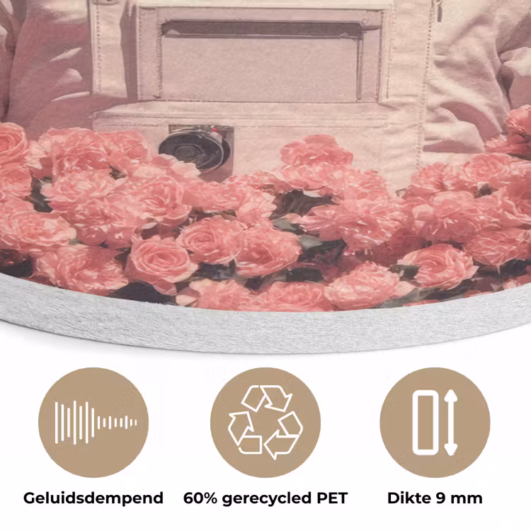 Bloemen - Roze - Astronaut Akoestische PET Vilt - Rond klein -closeup_NL