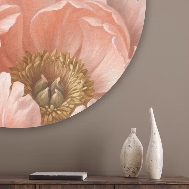 Bloemen - Roze - Beige - Modern - Natuur Akoestische PET Vilt - Rond klein -sfeer5_closeup
