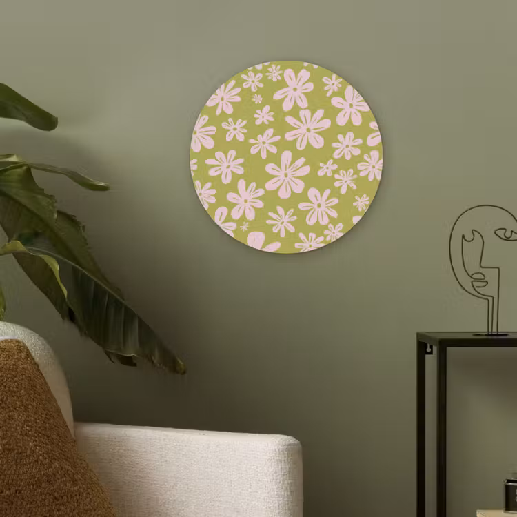 Bloemen - Roze - Getekend - Patroon Akoestische PET Vilt - Rond klein -sfeer2