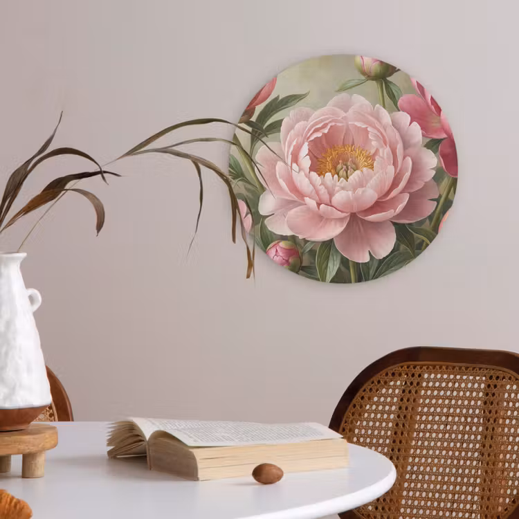 Bloemen - Roze - Klassiek - Gedetailleerd - Natuur Akoestische PET Vilt - Rond klein -sfeer3