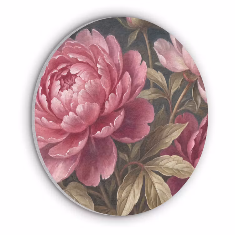Bloemen - Roze - Klassiek - Natuur Akoestische PET Vilt - Rond klein -3d