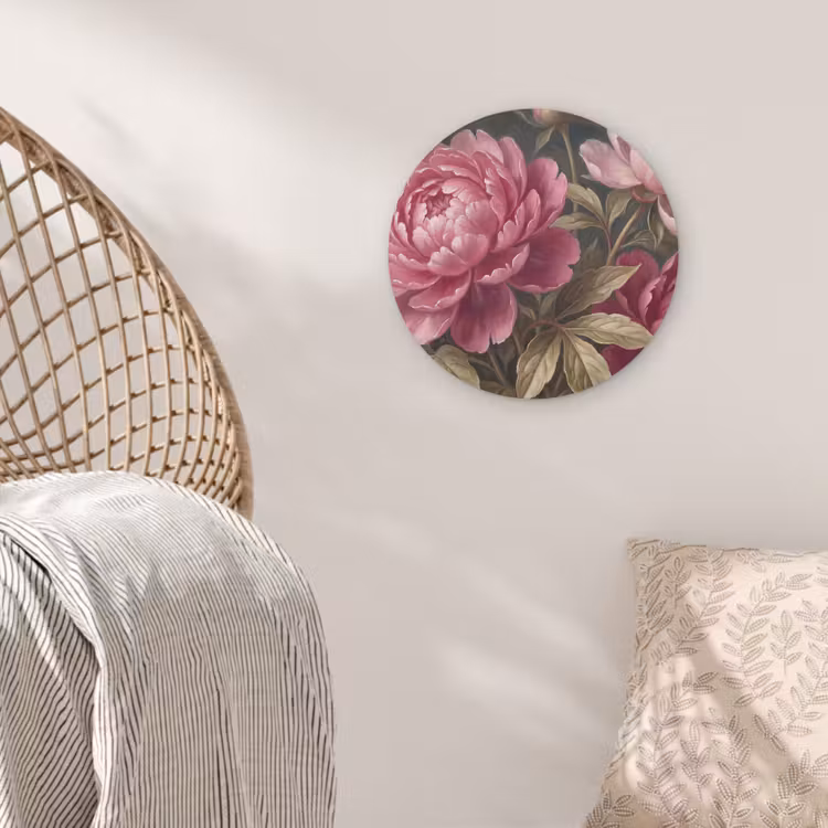 Bloemen - Roze - Klassiek - Natuur Akoestische PET Vilt - Rond klein -sfeer4