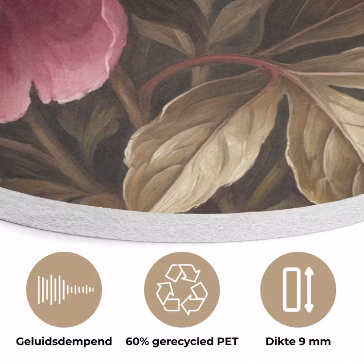 Bloemen - Roze - Klassiek - Natuur Akoestische PET Vilt - Rond klein -closeup_NL