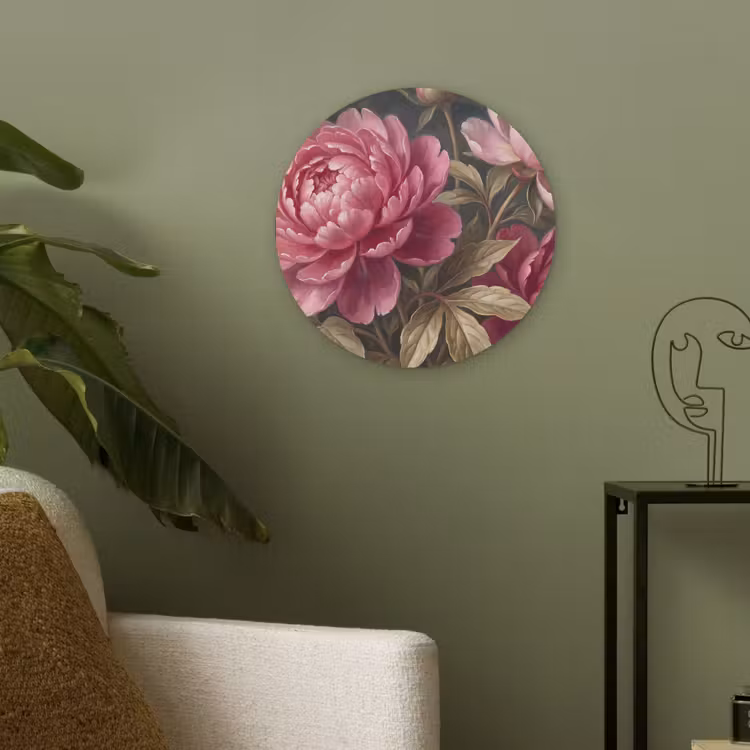 Bloemen - Roze - Klassiek - Natuur Akoestische PET Vilt - Rond klein -sfeer2