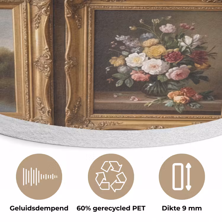 Bloemen - Rozen - Klassiek - Vaas - Kleurrijk Akoestische PET Vilt - Rond klein -closeup_NL