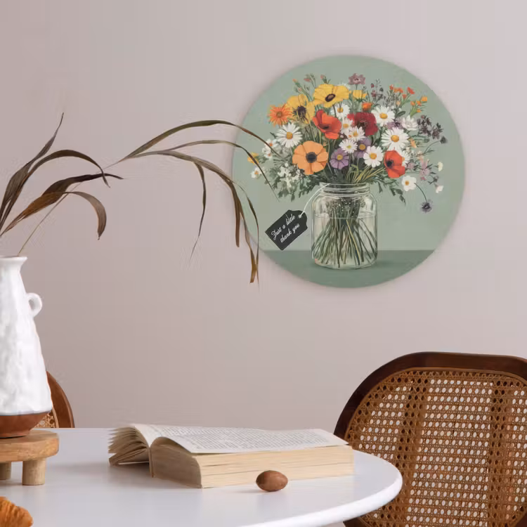 Bloemen - Vaas - Kaartje Akoestische PET Vilt - Rond klein -sfeer3