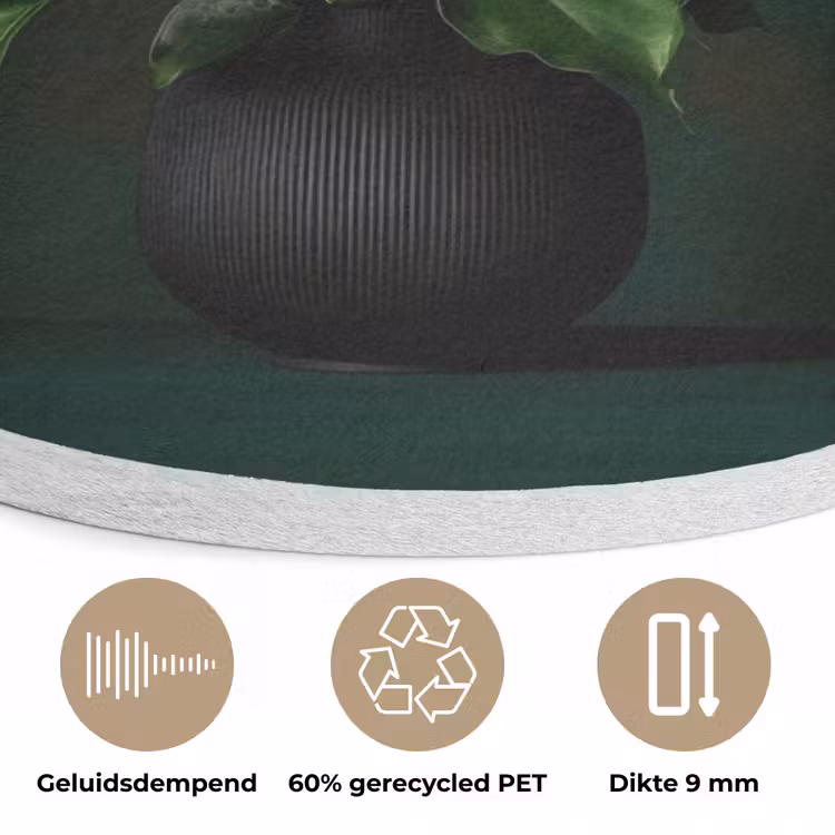 Bloemen - Vaas - Zwart Akoestische PET Vilt - Rond klein -closeup_NL