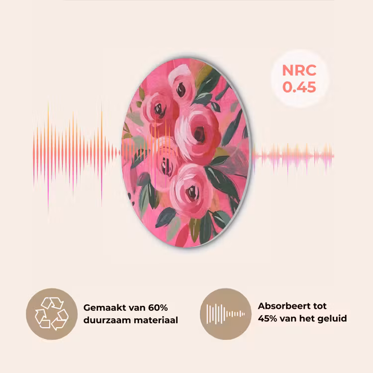 Bloemen - Verf - Roze Akoestische PET Vilt - Rond klein -USP_NL