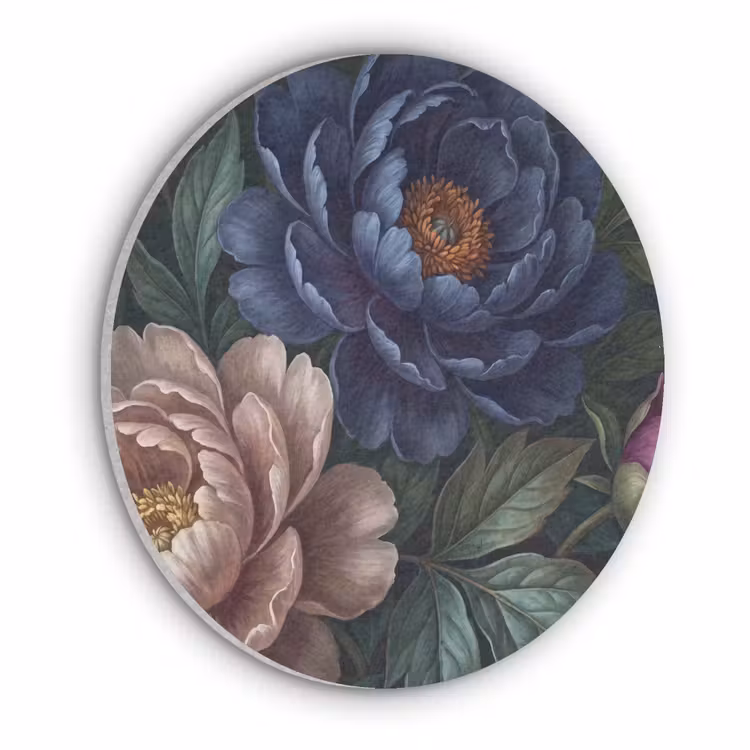 Bloemen - Vlinder - Natuur - Modern - Paars Akoestische PET Vilt - Rond klein -3d
