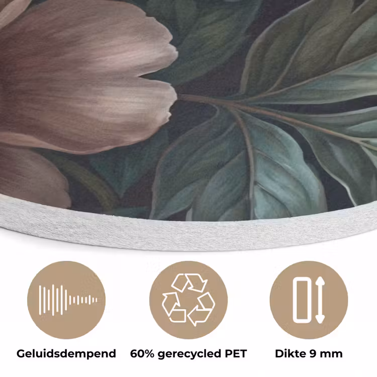Bloemen - Vlinder - Natuur - Modern - Paars Akoestische PET Vilt - Rond klein -closeup_NL