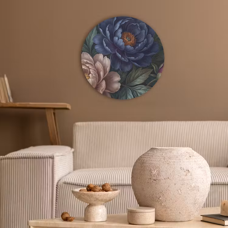 Bloemen - Vlinder - Natuur - Modern - Paars Akoestische PET Vilt - Rond klein -sfeer1