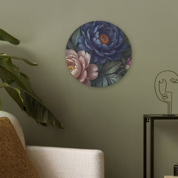 Bloemen - Vlinder - Natuur - Modern - Paars Akoestische PET Vilt - Rond klein -sfeer2
