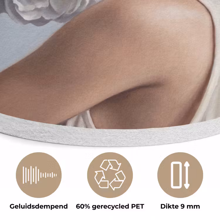 Bloemen - Vrouw - Wit Akoestische PET Vilt - Rond klein -closeup_NL