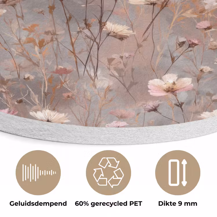 Bloemen - Wild - Pastel Akoestische PET Vilt - Rond klein 838 -closeup_NL