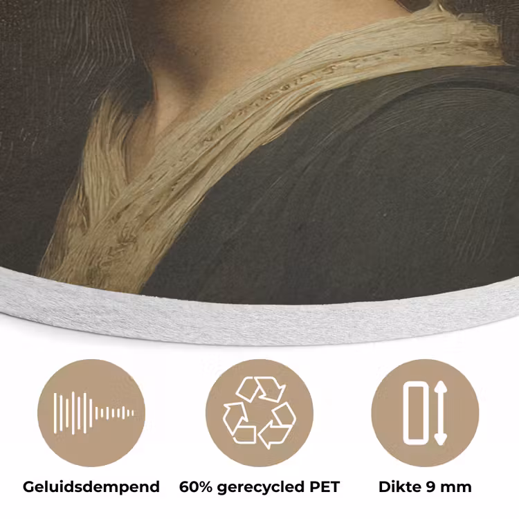 Bloemenhoed - Portret - Vrouw Akoestische PET Vilt - Rond klein -closeup_NL
