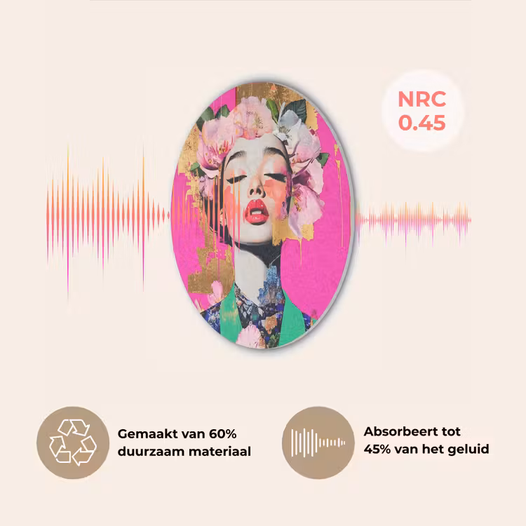Bloemenkroon - Goud - Vrouw - Portret Akoestische PET Vilt - Rond klein -USP_NL