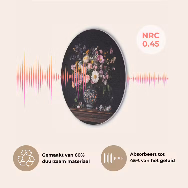 Bloemenvaas - Hout - Bloemen - Boeket Akoestische PET Vilt - Rond klein -USP_NL