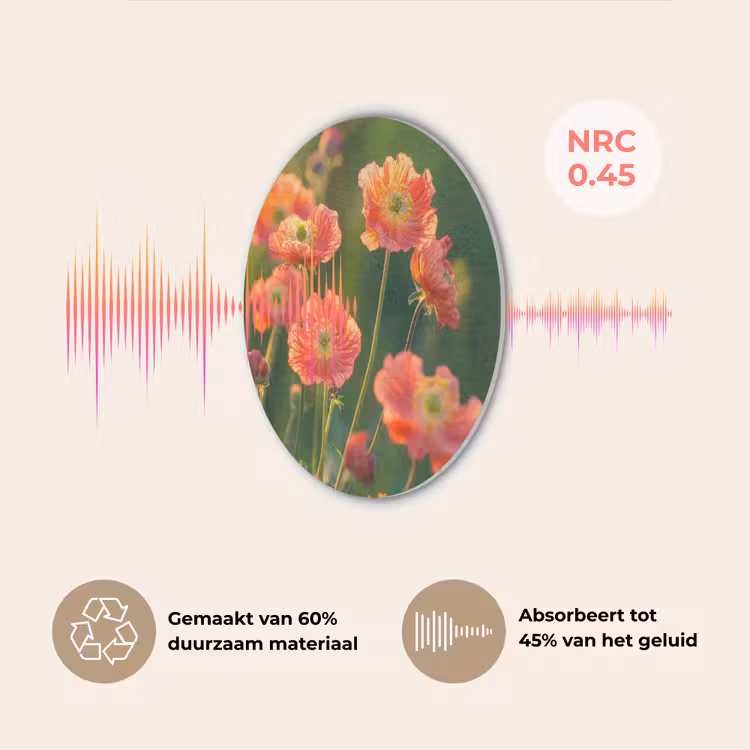 Bloemenveld - Zonnestralen - Oranje Akoestische PET Vilt - Rond klein -USP_NL