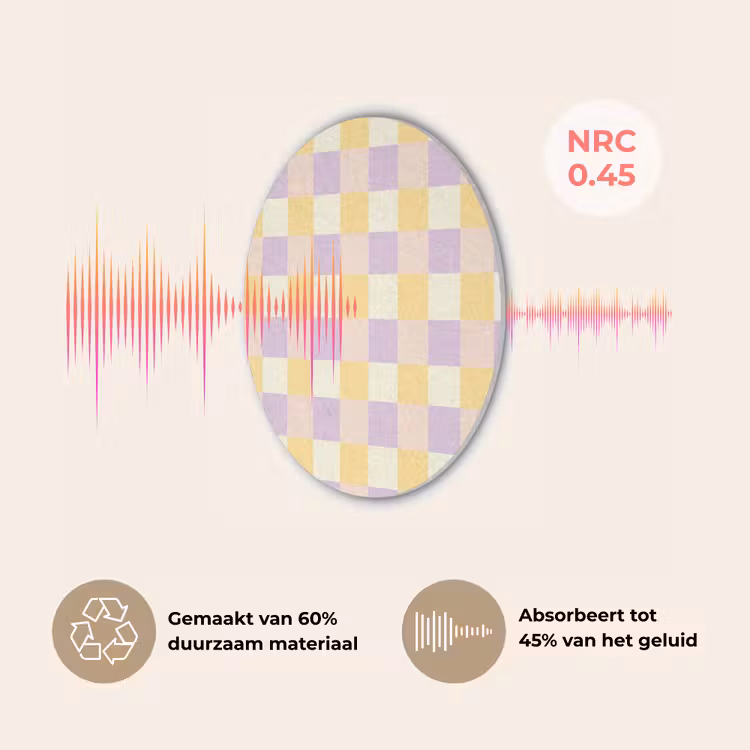 Blokjes - Lila - Geel Akoestische PET Vilt - Rond klein 838 -USP_NL