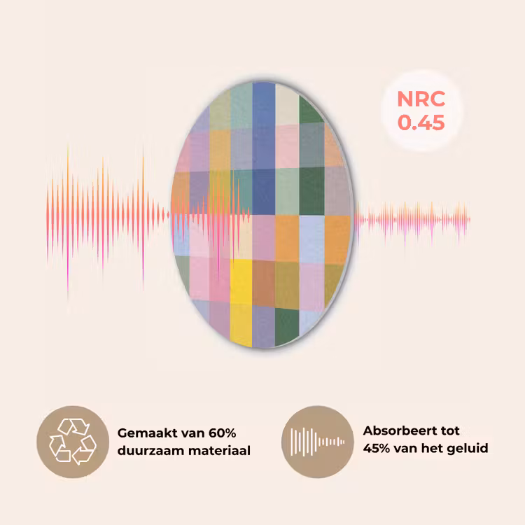 Blokken - Vierkant - Patroon - Gekleurd Akoestische PET Vilt - Rond klein -USP_NL