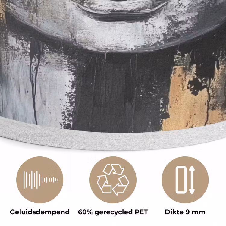 Boedhha - Penseelstreken - Goud - Abstract Akoestische PET Vilt - Rond klein -closeup_NL