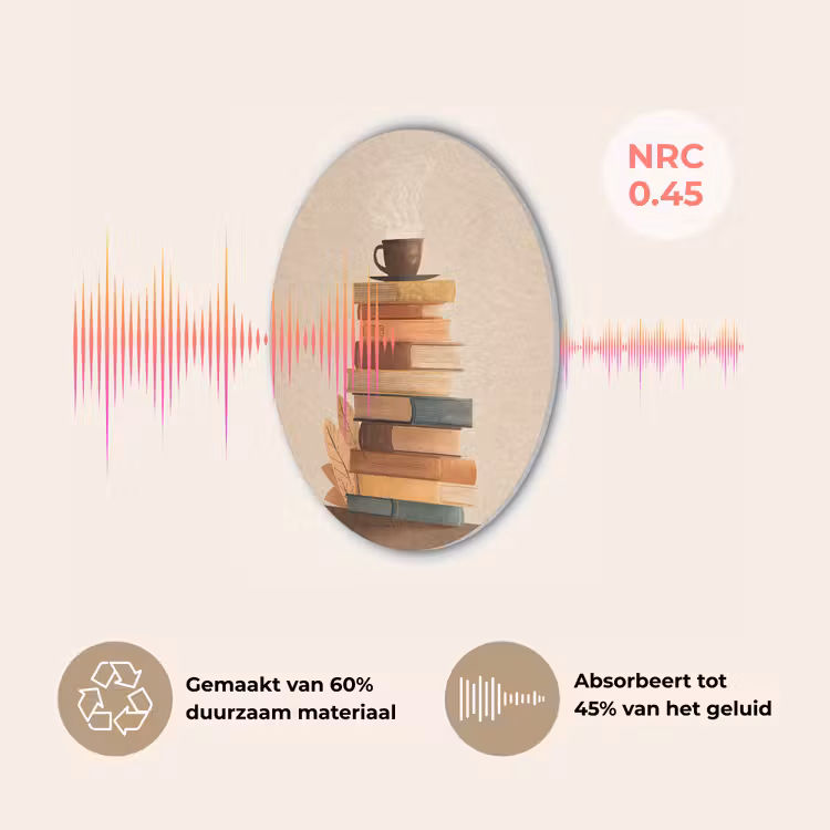 Boeken - Toren - Koffie - Beige Akoestische PET Vilt - Rond klein -USP_NL