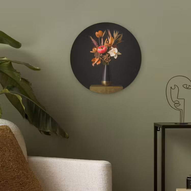Boeket - Oranje - Gouden - vaas Akoestische PET Vilt - Rond klein -sfeer2