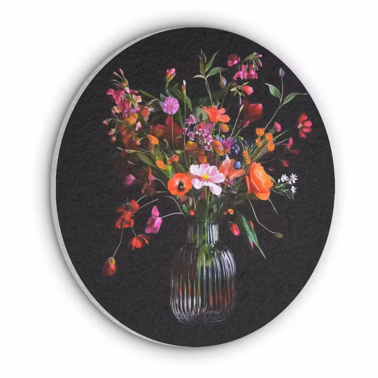 Boeket - Veldbloemen - Vaas Akoestische PET Vilt - Rond klein -3d